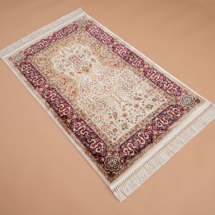 Makine Dokuma Krem Viskon Seccade Halı, 80x125 cm — Halıcızade
