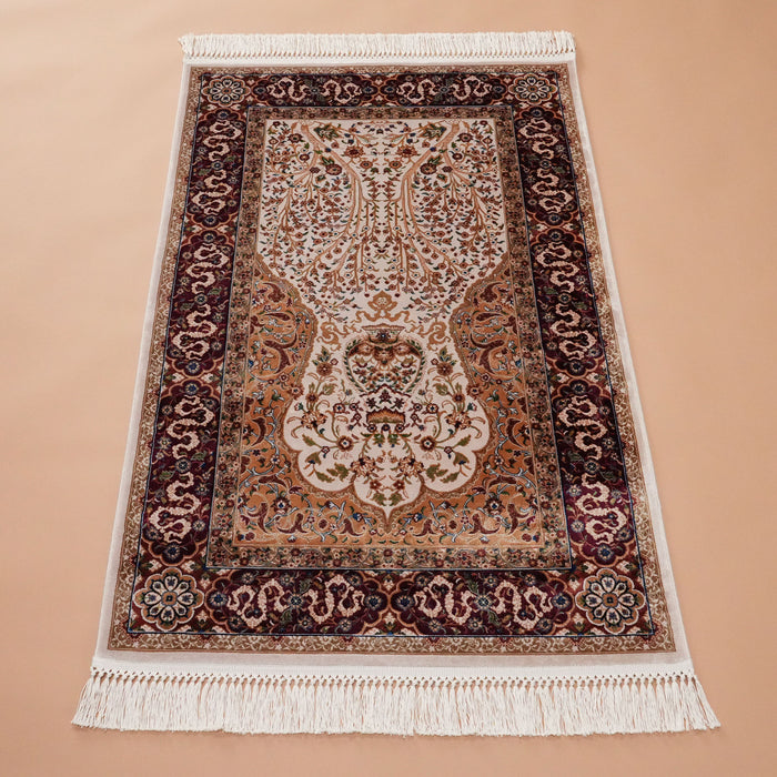 Makine Dokuma Krem Viskon Seccade Halı — 80x125 cm