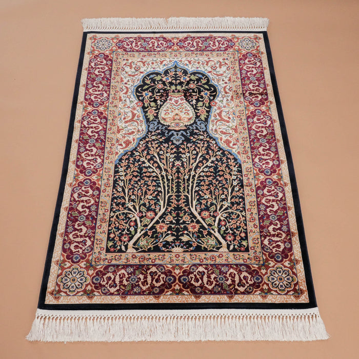 Makine Dokuma Lacivert Viskon Seccade Halı — 80x125 cm