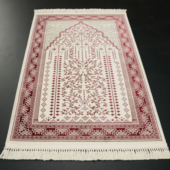 Makine Dokuma Seccade Desenli Kırmızı Halı — 80x125 cm