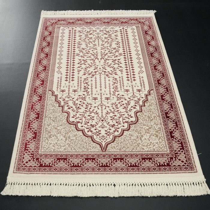 Makine Dokuma Seccade Desenli Kırmızı Halı