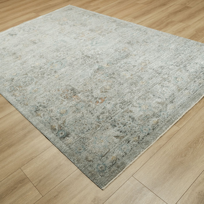 Makine Dokuma Vintage Desenli Gri Halı, 80x150 cm — Halıcızade