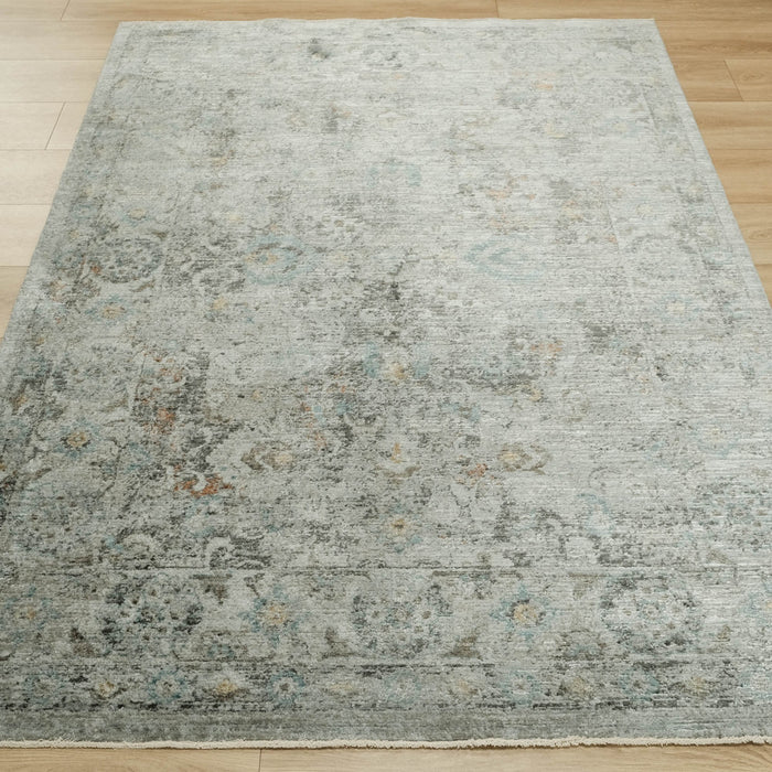 Makine Dokuma Vintage Desenli Gri Halı — 80x150 cm