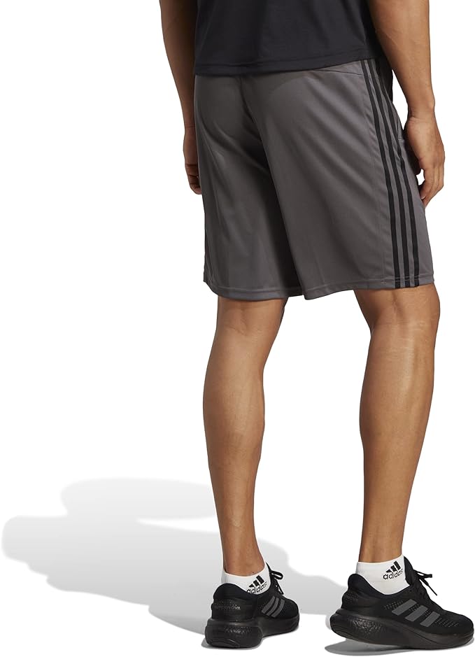 Adidas Men's Essentials Piqué 3-Stripes Training Shorts, Grey Five/Black, M