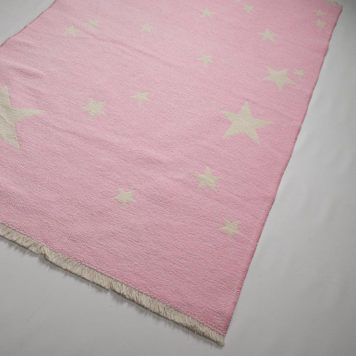 Mia Cotton Serisi Yıldız Desenli Pembe Halı, 120x180 cm — Halıcızade