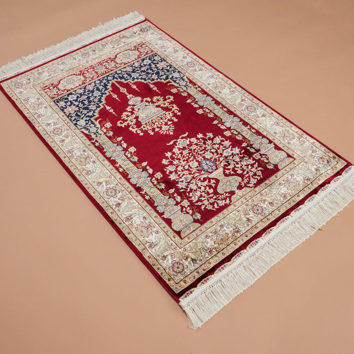 Mihrap Desenli Bordo Halı Seccade, 80x125 cm — Halıcızade