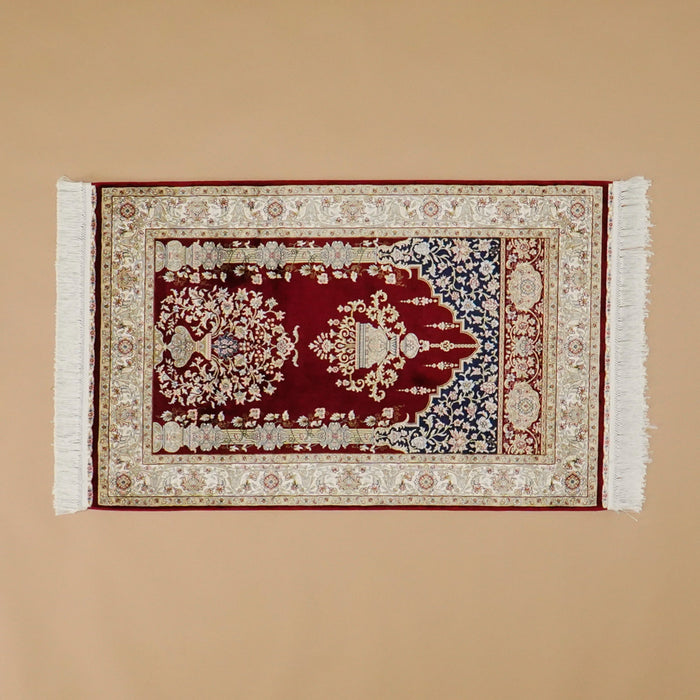Mihrap Desenli Bordo Halı Seccade — 80x125 cm