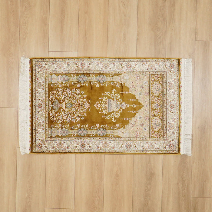 Mihrap Desenli Sarı Halı Seccade — 80x125 cm