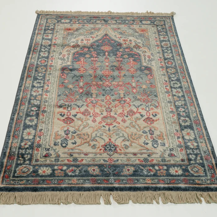 Mihrap Desenli Tencel Tezgah Dokuma Halı Seccade — 80x130 cm