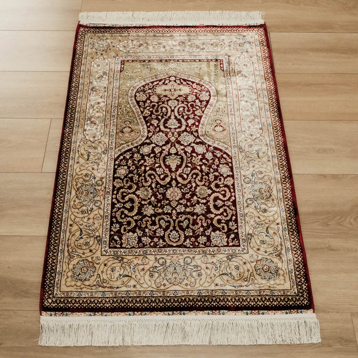 Mihrap Tasarım Bordo Halı Seccade — makine dokuma