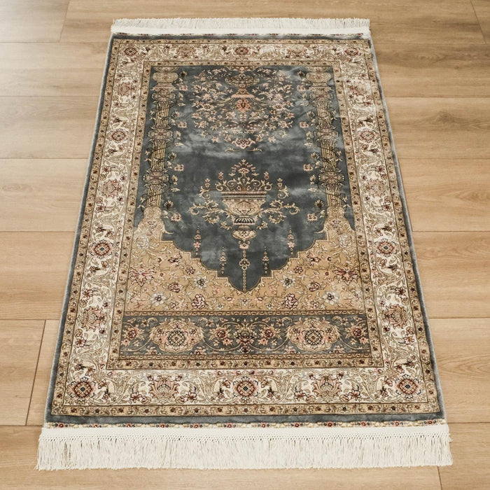 Mihrap Tasarım Gri Halı Seccade — makine dokuma