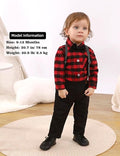 mintgreen Baby Boy Suit, Wedding Outfit Bodysuit Gentleman Clothing Set Suspender Trousers + Shirt, Black & Red, 6-9 Months, 70