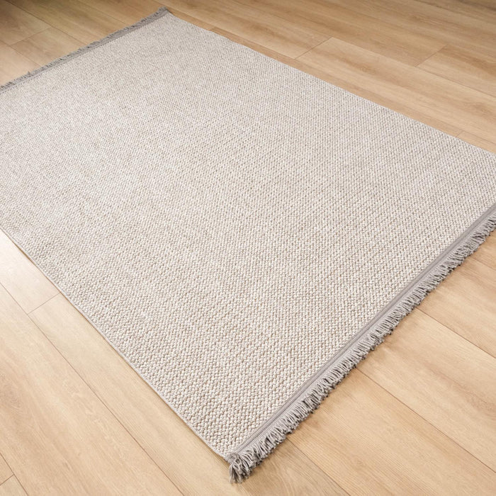 Motto Serisi Sade Desenli Makine Dokuma Halı, gri, 130x190 cm — Halıcızade