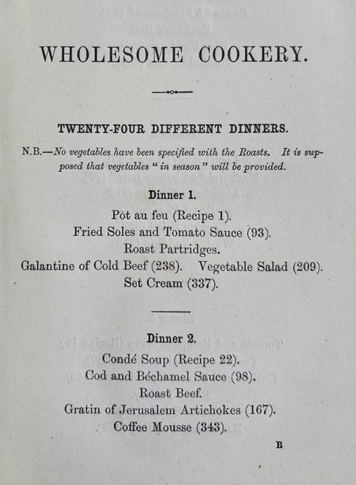 (*NEW ARRIVAL*) (Victorian) [Madame Marie de Joncourt] Mary Phipson Beale. Wholesome Cookery. *Signed*