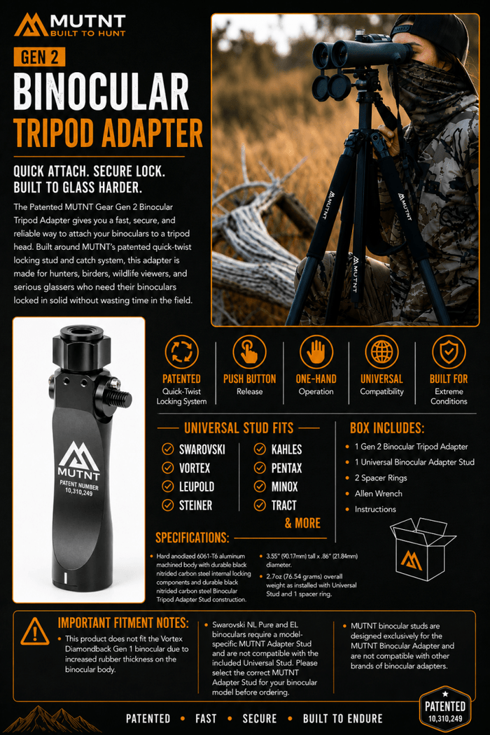 NEW Gen 2 Binocular Tripod Adapter Kit - Muley Freak
