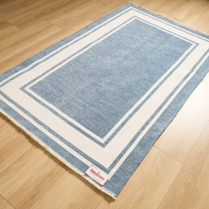 Noa Serisi Çerçeve Desenli Makine Dokuma Kilim, beyaz, 115x180 cm — Halıcızade