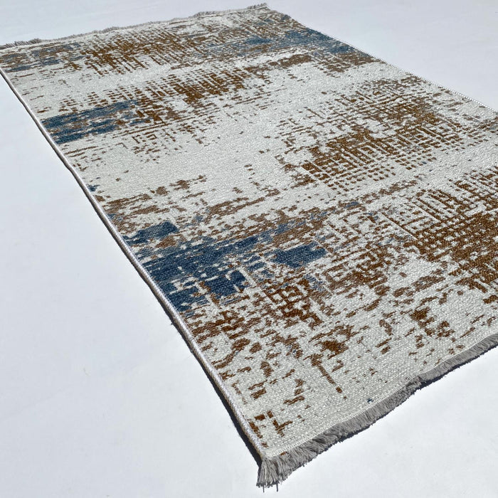 Noa Serisi Soyut Desenli Makine Dokuma Kilim, kahverengi, 115x180 cm — Halıcızade