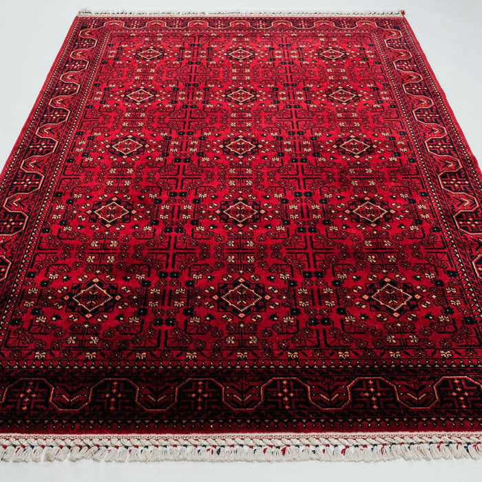 Nostalji Serisi Afgan Türkmen Desenli Bordo Tezgah Dokuma Halı — 90x150, 90x190, 130x190, 90x300 cm