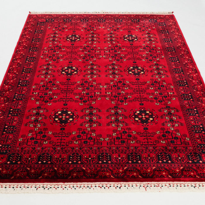 Nostalji Serisi Afgan Türkmen Desenli Bordo Tezgah Dokuma Halı — 90x150, 90x190, 130x190, 90x300 cm