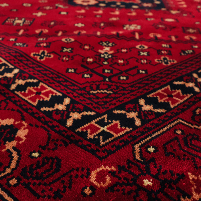 Nostalji Serisi Afgan Türkmen Desenli Bordo Tezgah Dokuma Halı — bambu