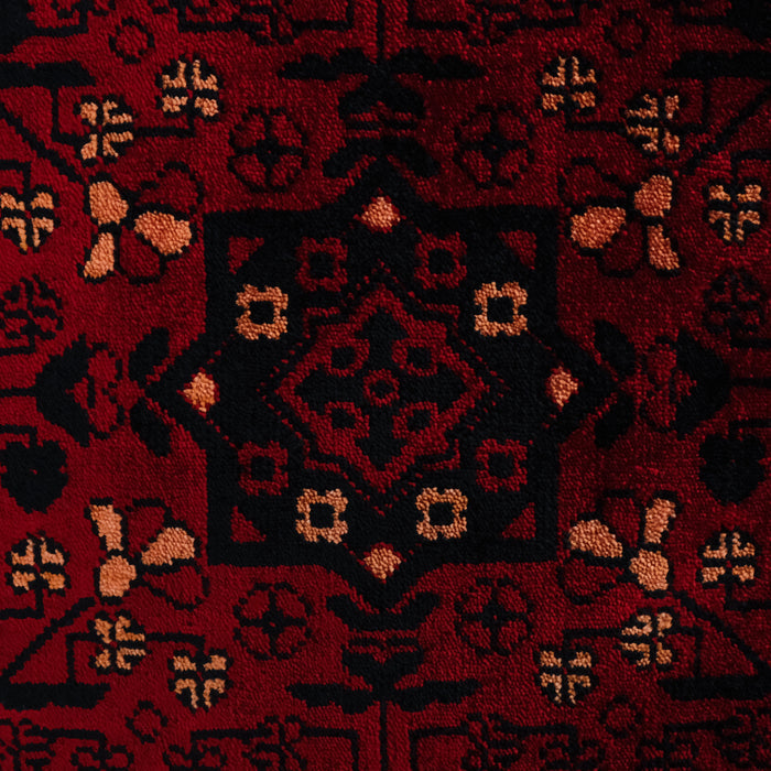 Nostalji Serisi Afgan Türkmen Desenli Bordo Tezgah Dokuma Halı — salon halısı