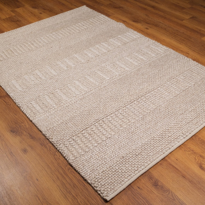 Örge Serisi El Dokuma Çizgi Desenli Krem Halı, 80x150 – 200x300 cm — Halıcızade