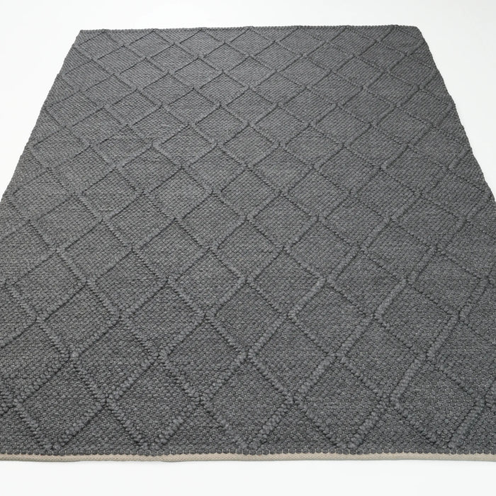 Örge Serisi El Dokuma Geometrik Desenli Antrasit Halı — 80x150, 80x300, 130x190, 170x240 cm