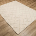 Örge Serisi El Dokuma Geometrik Desenli Krem Yün Halı, 80x150 – 200x300 cm — Halıcızade