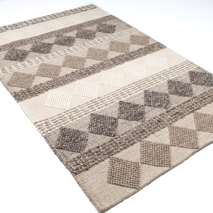 Örge Serisi Geometrik Desenli El Dokuma Halı, krem, 80x150 – 170x240 cm — Halıcızade
