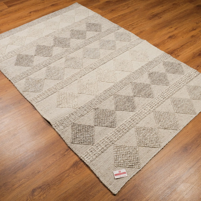 Örge Serisi Geometrik Desenli El Dokuma Halı, krem, 80x150 – 170x240 cm — Halıcızade