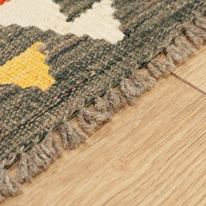 Otantik Desenli El Dokuma Rengarenk Yün Minder — el dokuma kilim