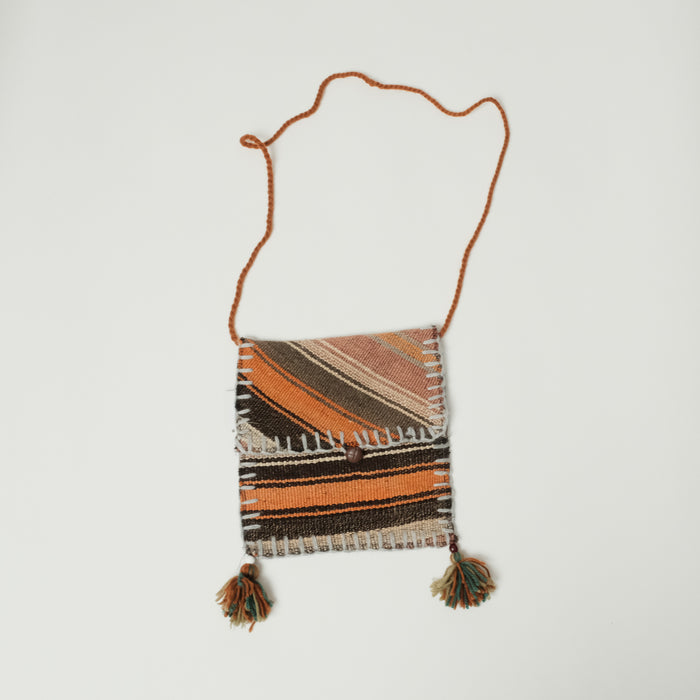 Otantik El Dokuma Anadolu Desenli Yün Kilim Çanta, rengarenk, 25x26 cm — Halıcızade