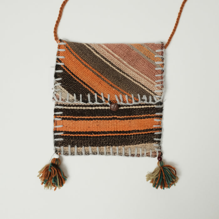 Otantik El Dokuma Anadolu Desenli Yün Kilim Çanta — 25x26 cm