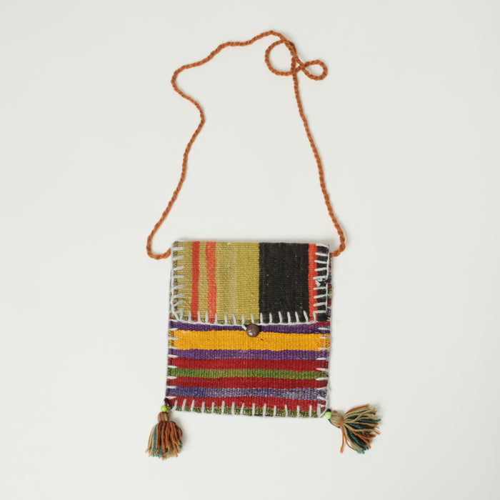 Otantik El Dokuma Yün Kilim Çanta, rengarenk, 25x26 cm — Halıcızade