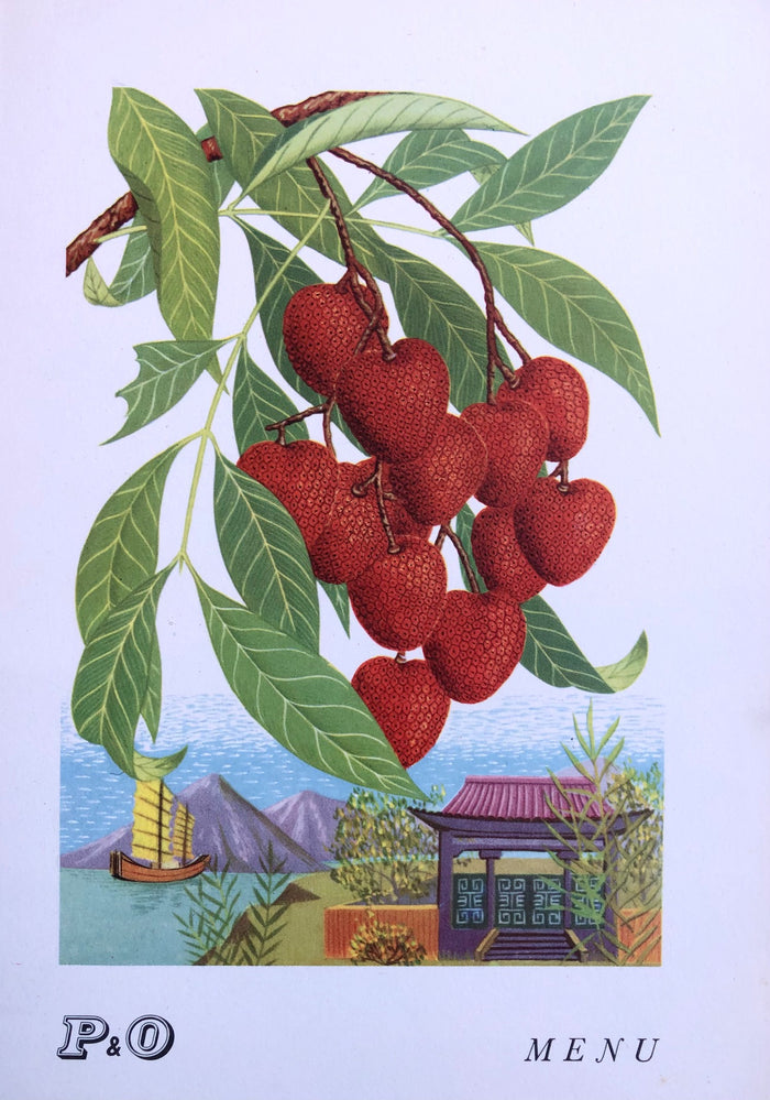 P & O Lines. S.S. Canberra Dinner Menu - Litchi