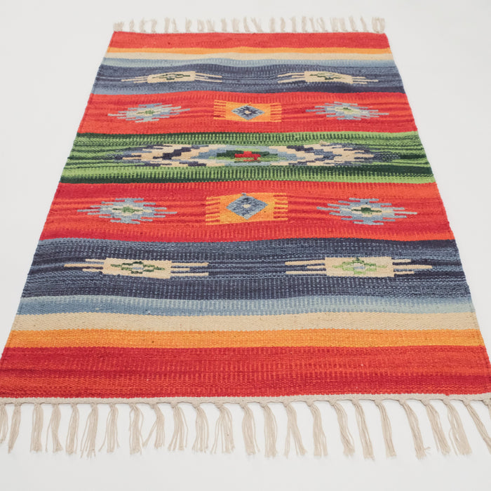 Panayır Serisi Rengarenk Anadolu Desenli Etnik Tasarım El Dokuma Kilim — 60x90, 60x200 cm