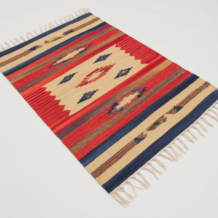 Panayır Serisi Rengarenk Etnik Desenli El Dokuma Pamuk Anadolu Kilim, 60x90 cm — Halıcızade