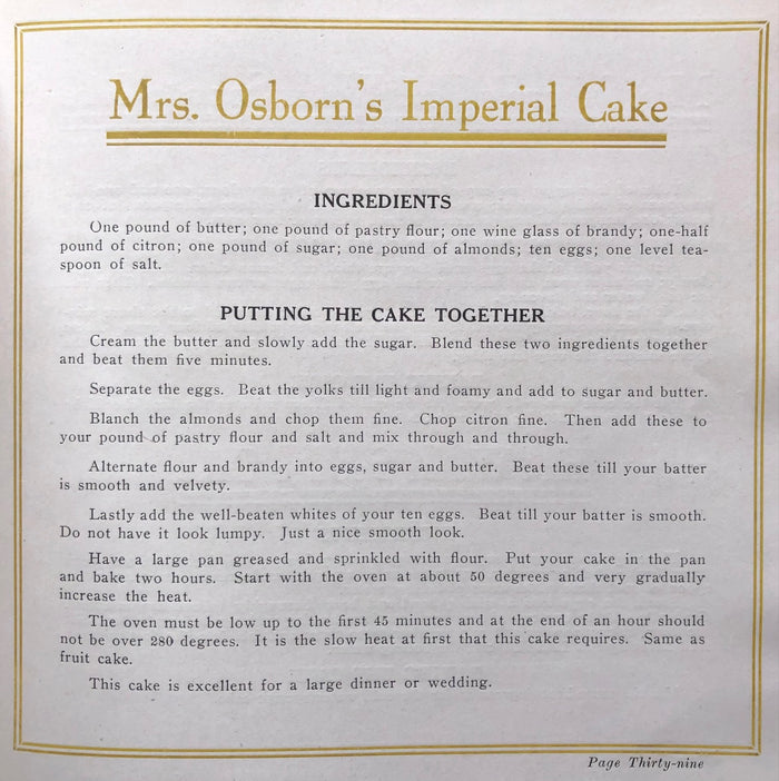 (Pastry) Osborn, Mrs. Grace. Cakes of Quality: How to Make Them.
