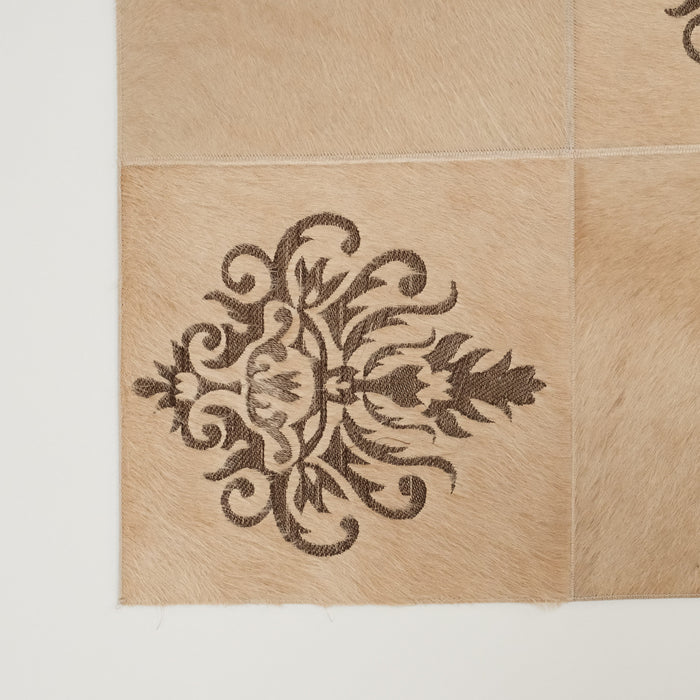 Patchwork Desenli Deri - Post Halı - Bej