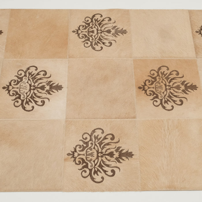 Patchwork Desenli Deri - Post Halı - Bej
