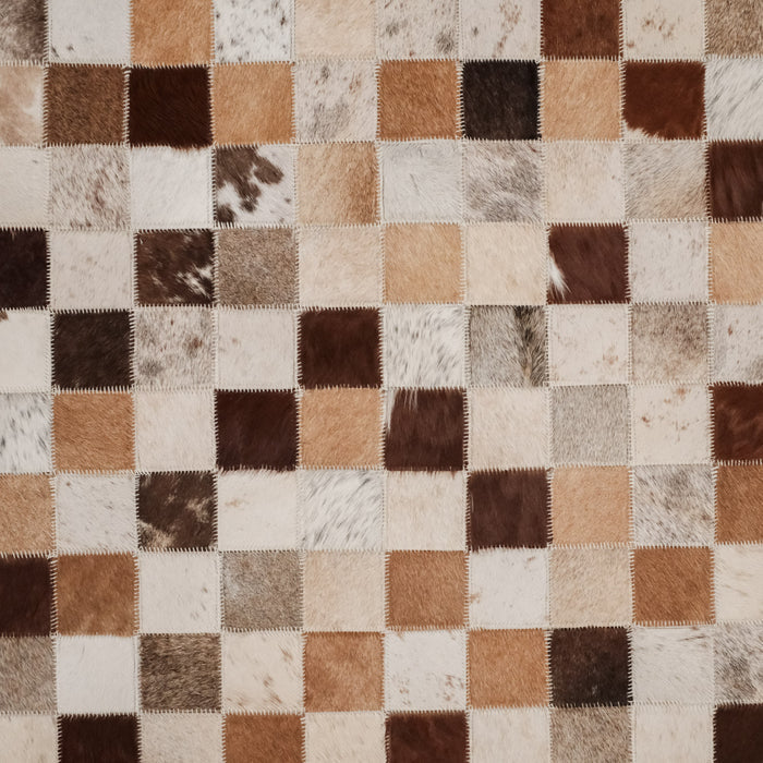 Patchwork Desenli Deri Krem Halı