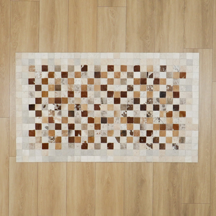 Patchwork Desenli Deri Krem Halı