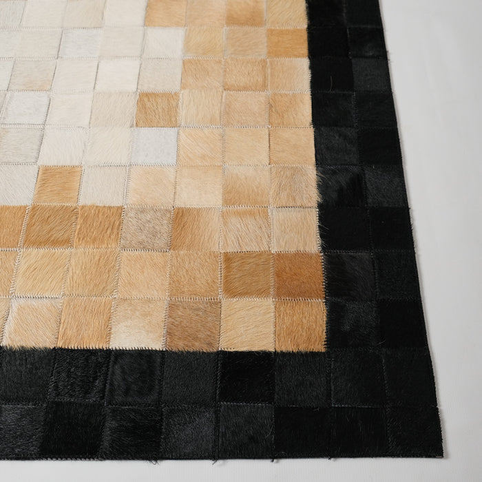 Patchwork Desenli Deri - Post Halı - Kahverengi