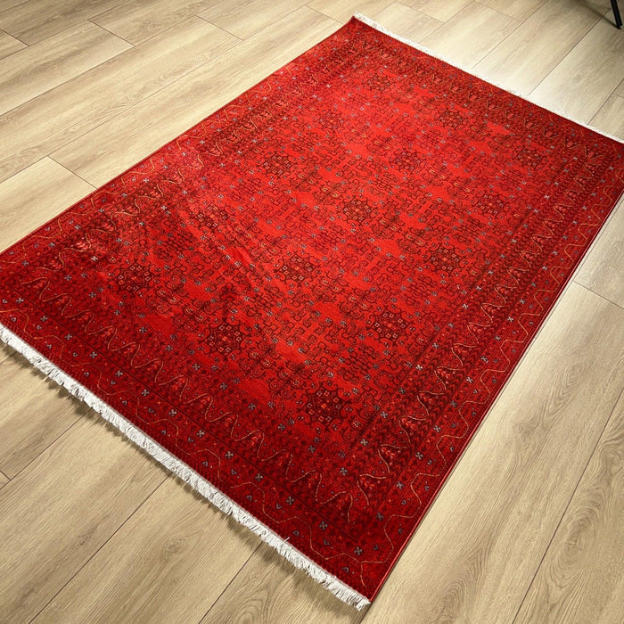 Pietra Serisi Afgan Desenli Makine Dokuma Halı, krem, 120x180 – 200x290 cm — Halıcızade