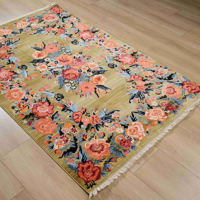 Pietra Serisi Karabağ Desenli Çiçekli Mutfak Halısı, rengarenk, 120x180 cm — Halıcızade