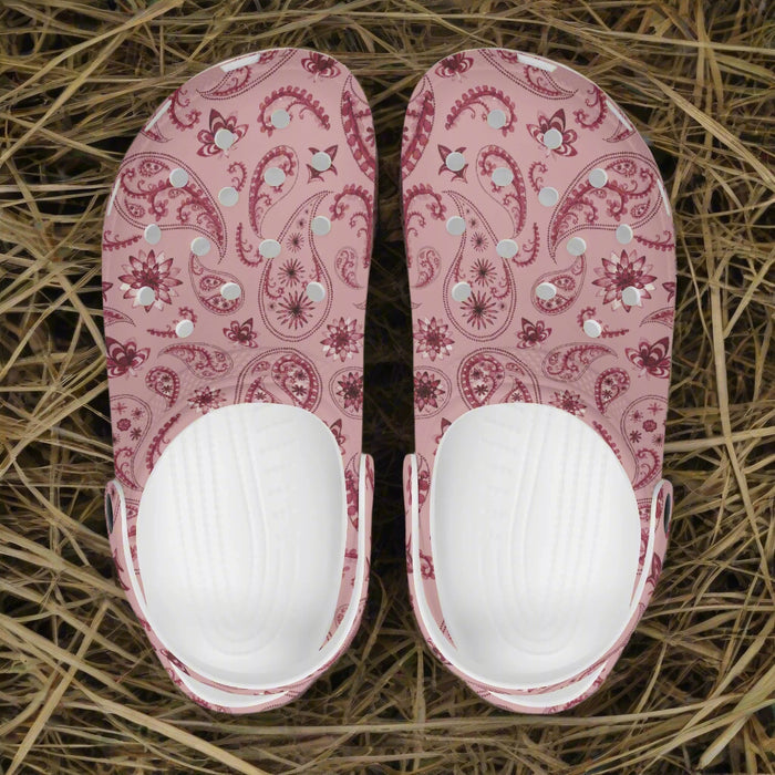Pink and Burgundy Paisley Print Classic Slip On Shoes - Cozy Corner
