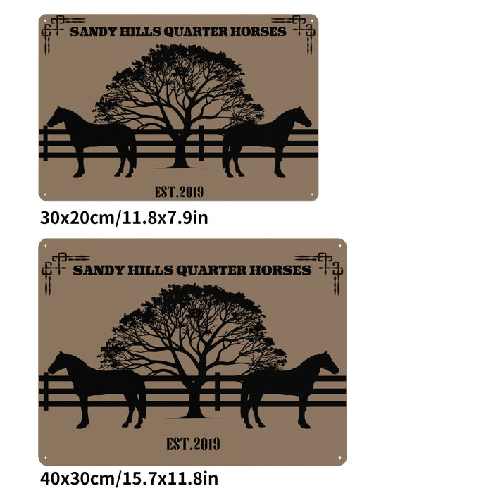 Horses Under a Tree Customizable Metal Sign - Cozy Corner