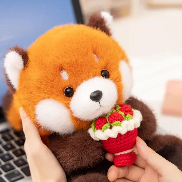 Red Panda Flower Bouquet Plush