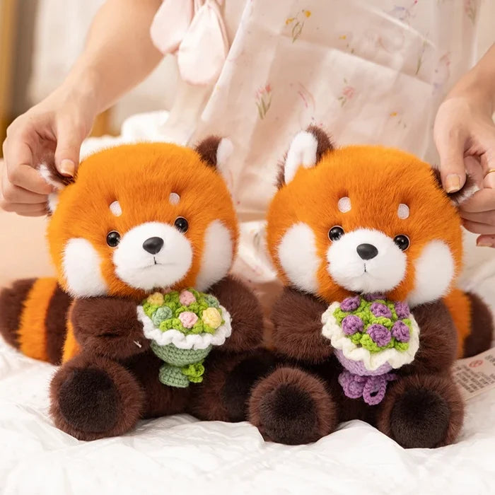 Red Panda Flower Bouquet Plush