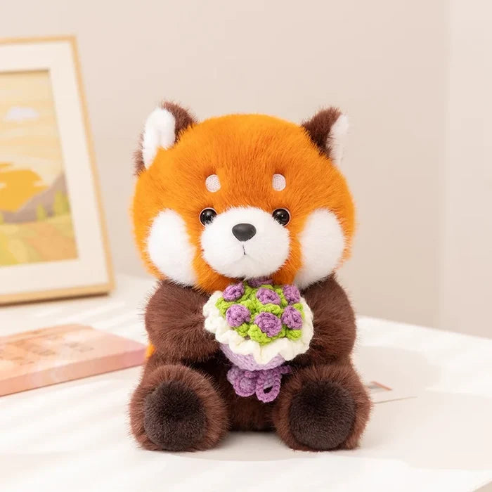 Red Panda Flower Bouquet Plush